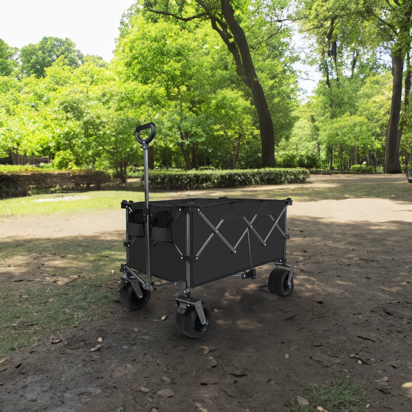 Collapsible Folding Wagon Push Pull Foldable Beach Wagon Cart