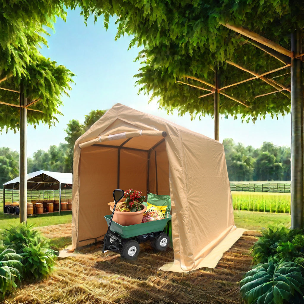 7x12ft Outdoor Portable Gazebo Storage Shelter Shed with 2 Roll up Zipper Doors & Vents Carport