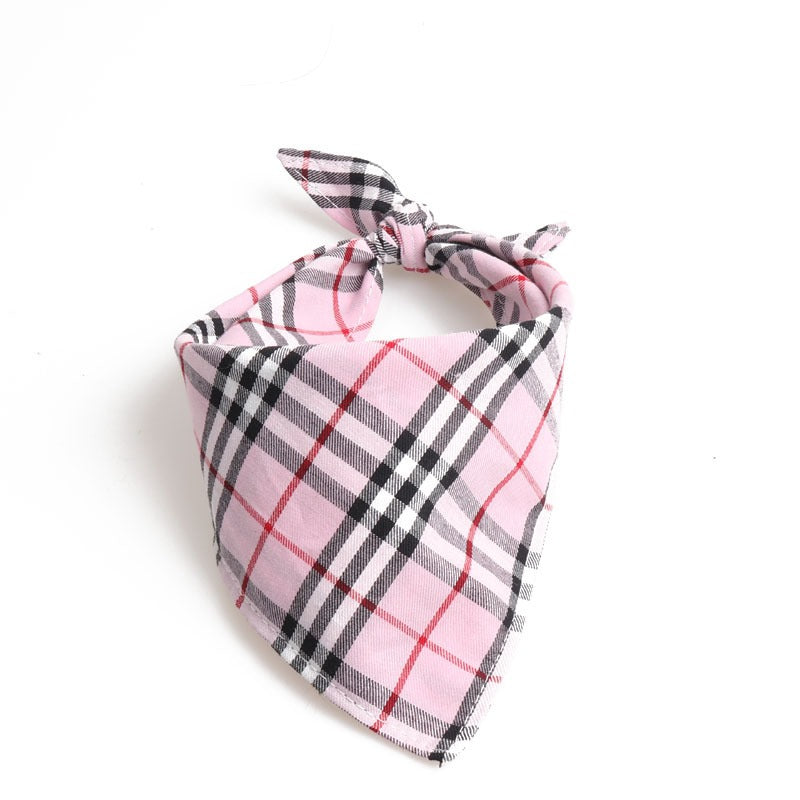 Pet triangle scarf, neck tie, saliva towel, dog scarf, double-layer Scottish British style