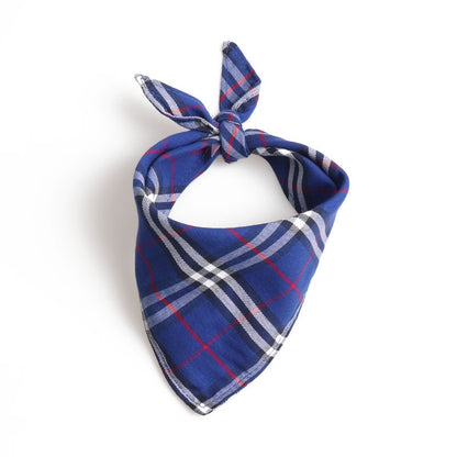 Pet triangle scarf, neck tie, saliva towel, dog scarf, double-layer Scottish British style