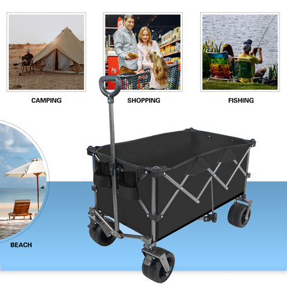 Collapsible Folding Wagon Push Pull Foldable Beach Wagon Cart