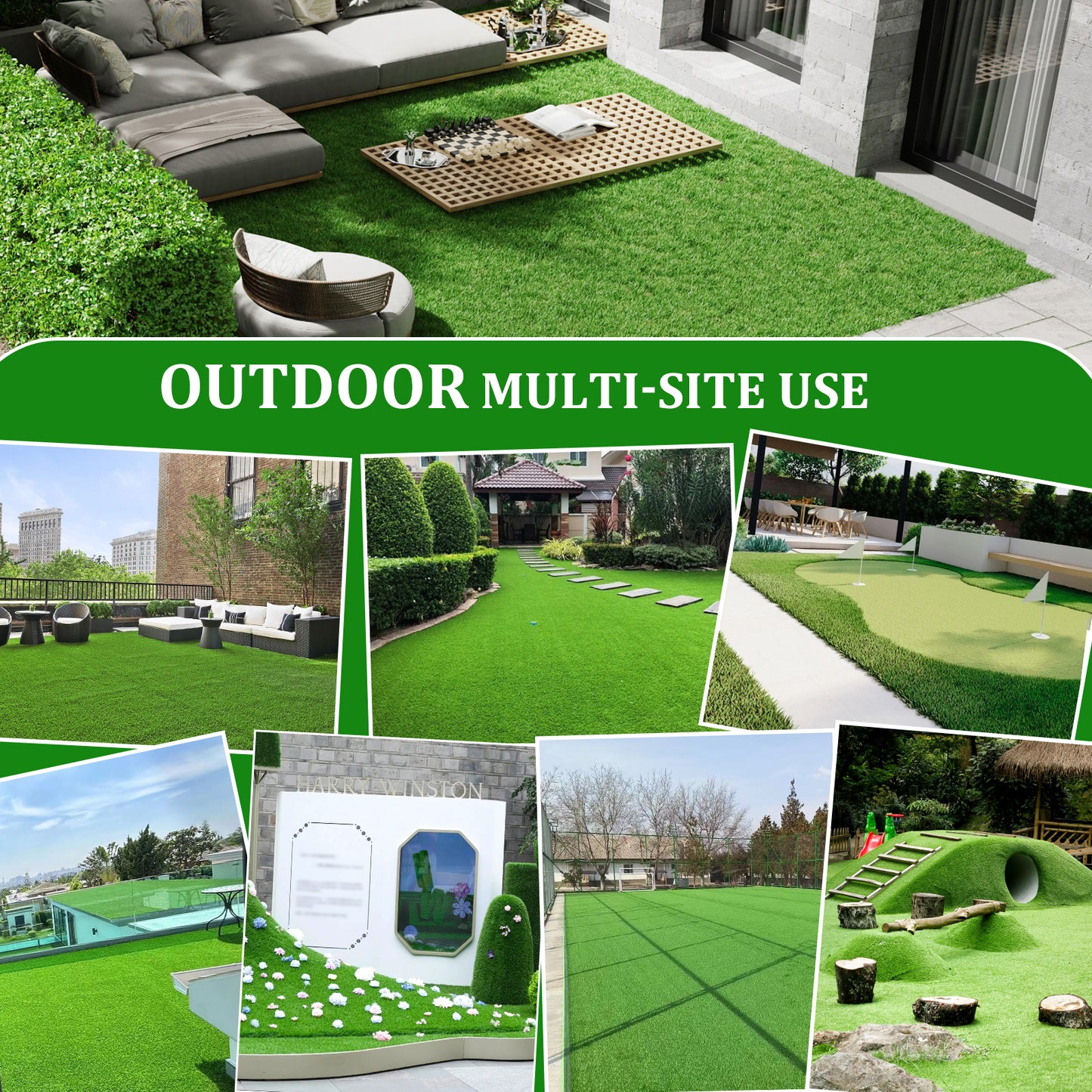 3FTX5FT Outdoor Artificial Grass Runway Blanket, Thick and Realistic Fake Grass Roll Decoration 1.38 "Pile Height