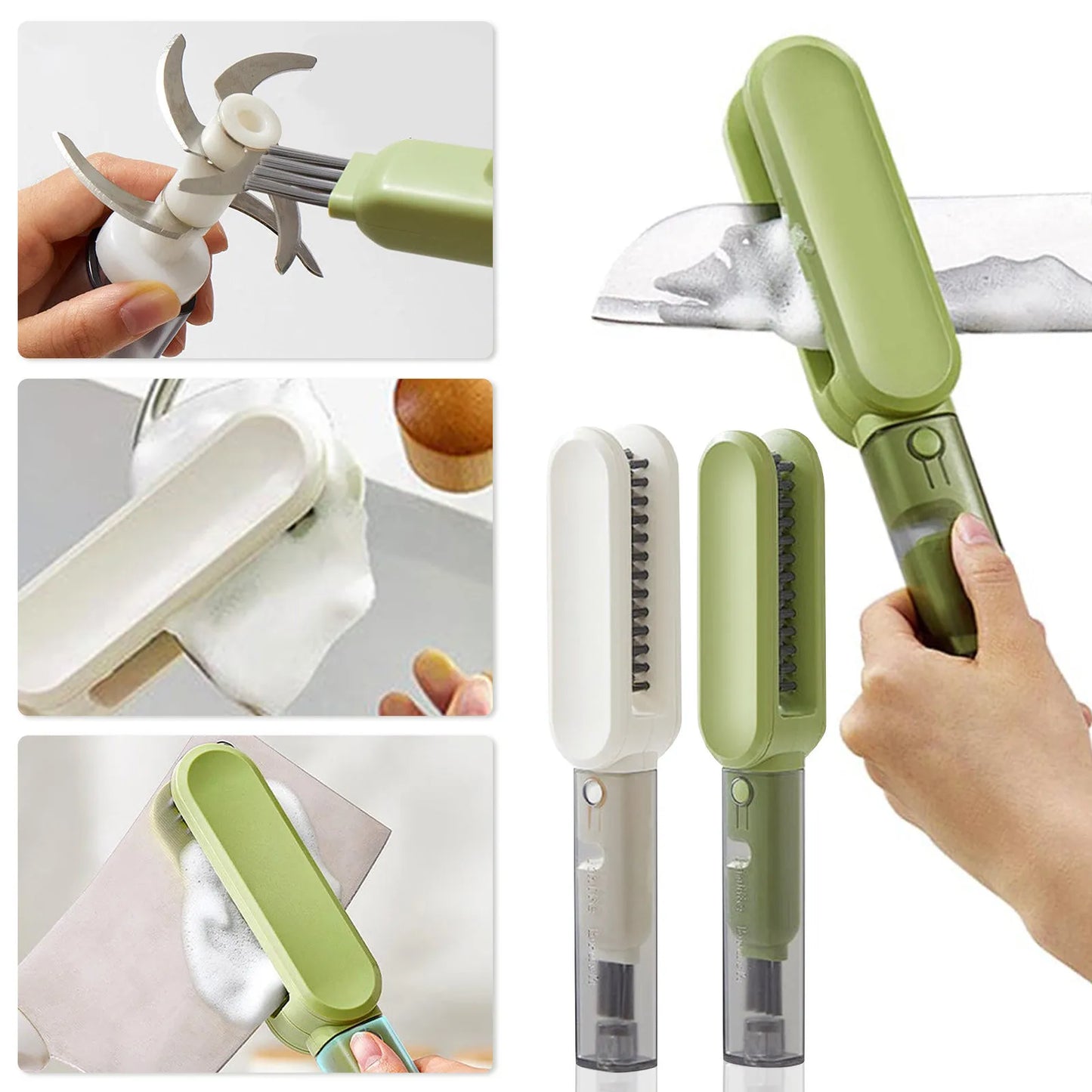 Kitchen Tool Cleaning Brush, Multipurpose Cup Lid Cleaning Brush Set, Knife Sharpener, Knife Cleaning Brush, Cleaning Tool