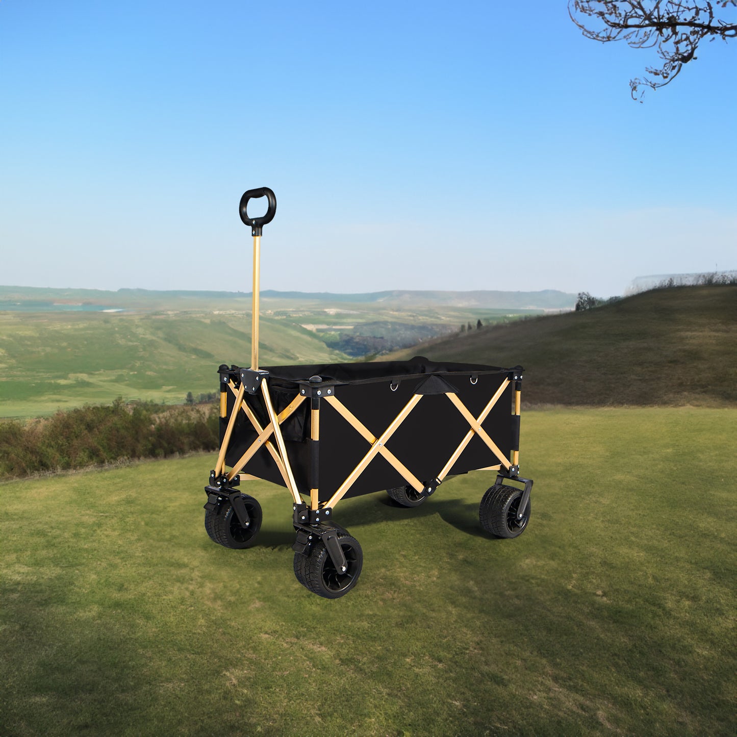 Folding Wagon Heavy Duty Utility Beach Wagon Cart for Sand with Big Wheels