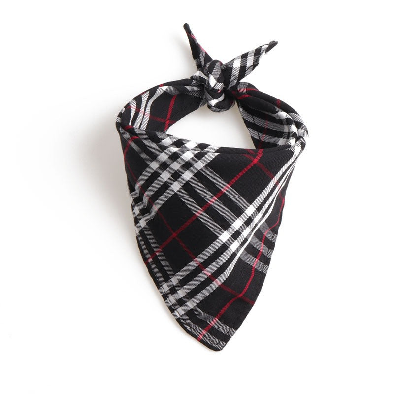 Pet triangle scarf, neck tie, saliva towel, dog scarf, double-layer Scottish British style