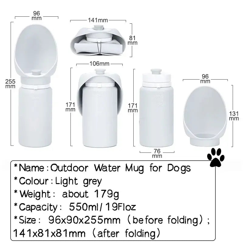 550ml Dog Cat Pet Portable Silicone Foldable Water Bottle Dispenser For Pet