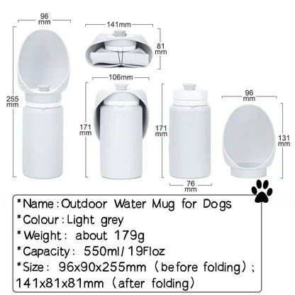 550ml Dog Cat Pet Portable Silicone Foldable Water Bottle Dispenser For Pet