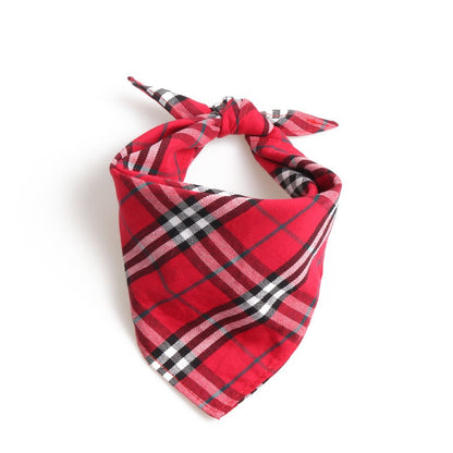 Pet triangle scarf, neck tie, saliva towel, dog scarf, double-layer Scottish British style