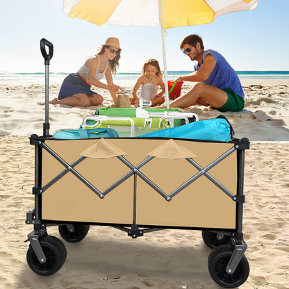 Collapsible Folding Wagon Push Pull Foldable Beach Wagon Cart