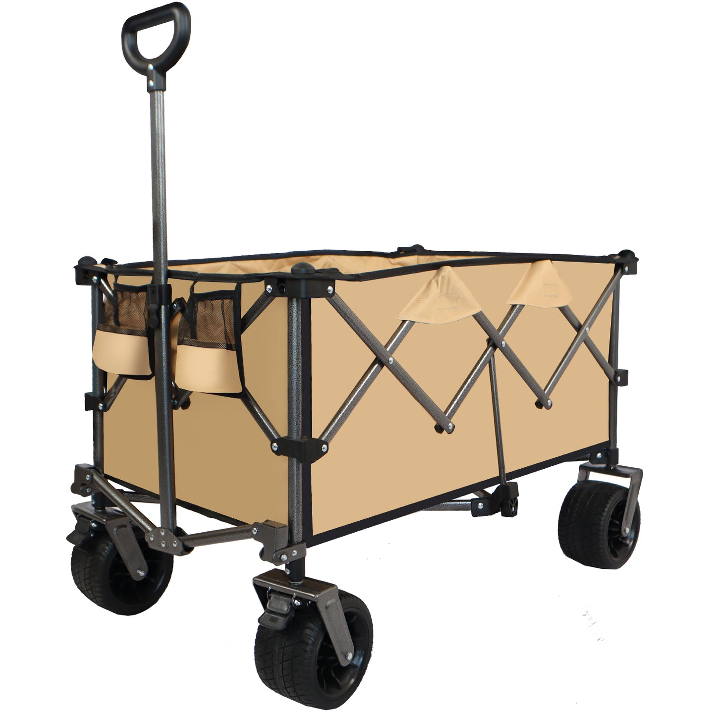 Collapsible Folding Wagon Push Pull Foldable Beach Wagon Cart