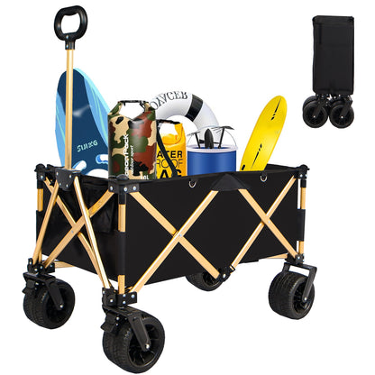 Folding Wagon Heavy Duty Utility Beach Wagon Cart for Sand with Big Wheels