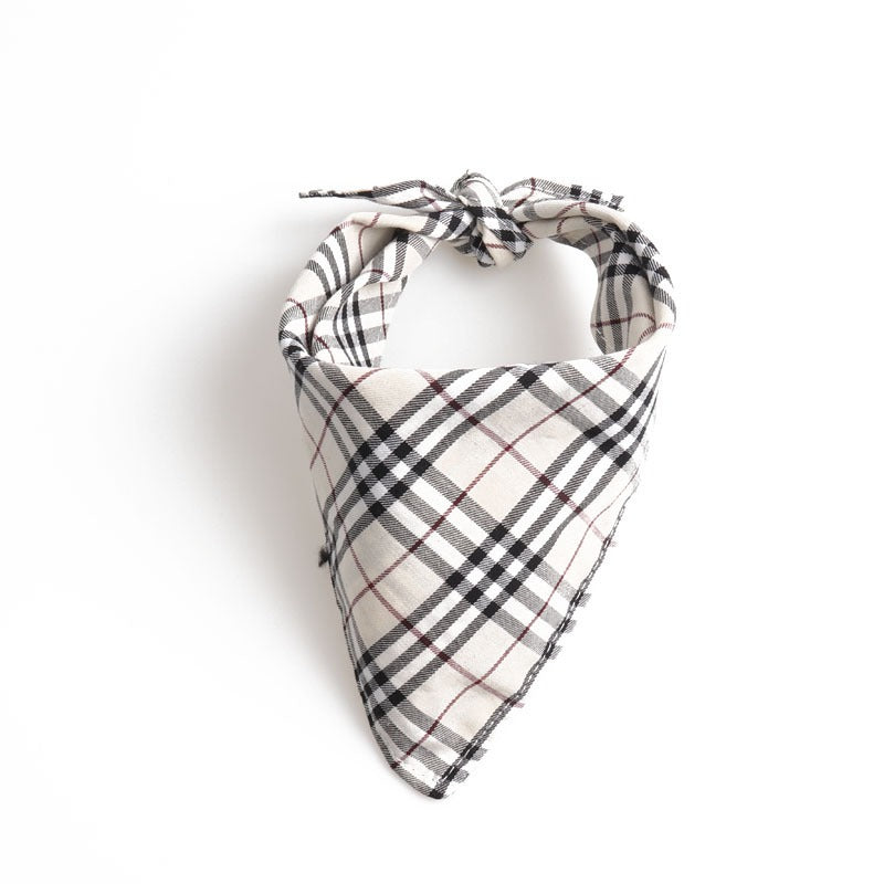 Pet triangle scarf, neck tie, saliva towel, dog scarf, double-layer Scottish British style