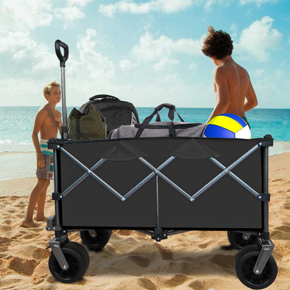 Collapsible Folding Wagon Push Pull Foldable Beach Wagon Cart