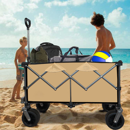 Collapsible Folding Wagon Push Pull Foldable Beach Wagon Cart