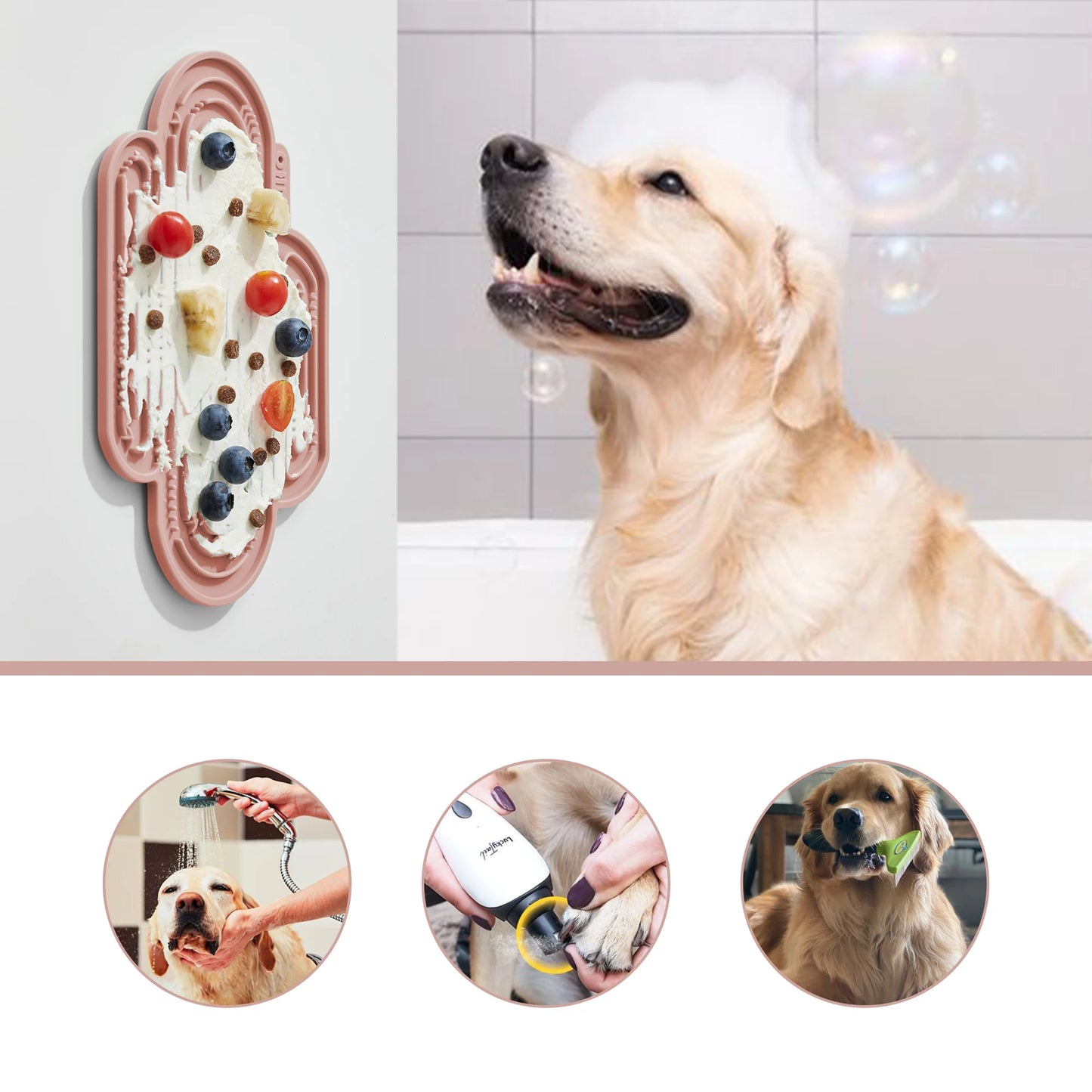 OHMO - 1pc Cactus Lick Mat for Dogs and Cats, Easy to Clean Pet Slow Feeder with Suction Cups, Licking Pad for Anxiety Relief a