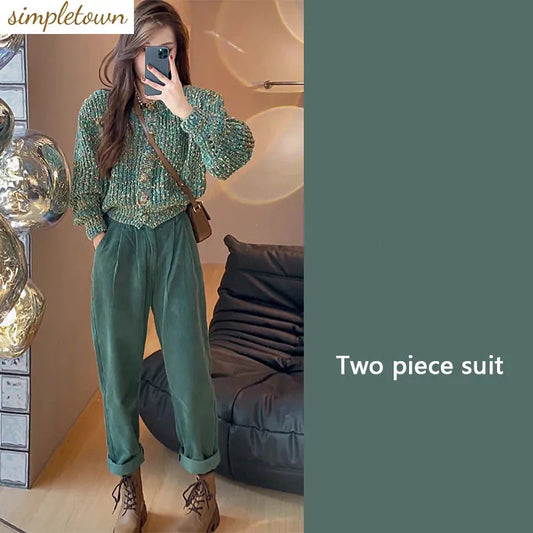 Sweet Style High-end Outfit 2023 Autumn and Winter New Women's Slim Fit Sweater High Waisted Pants Two-piece Set